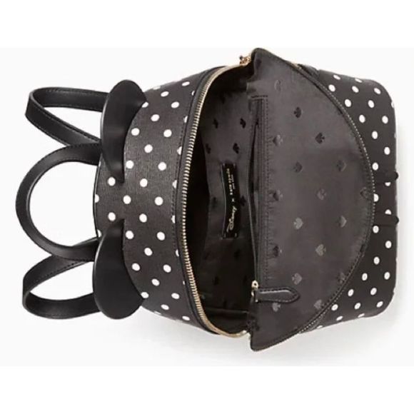 Kate Spade X Disney Minnie Mouse Polka Dots Dot Backpack Black New - Picture 4 of 10